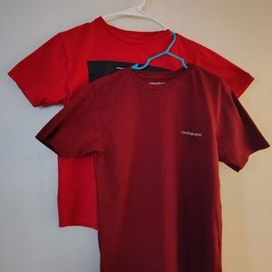 (2) Calvin Klein Boys Burgundy and Red Tees.    Size 10.